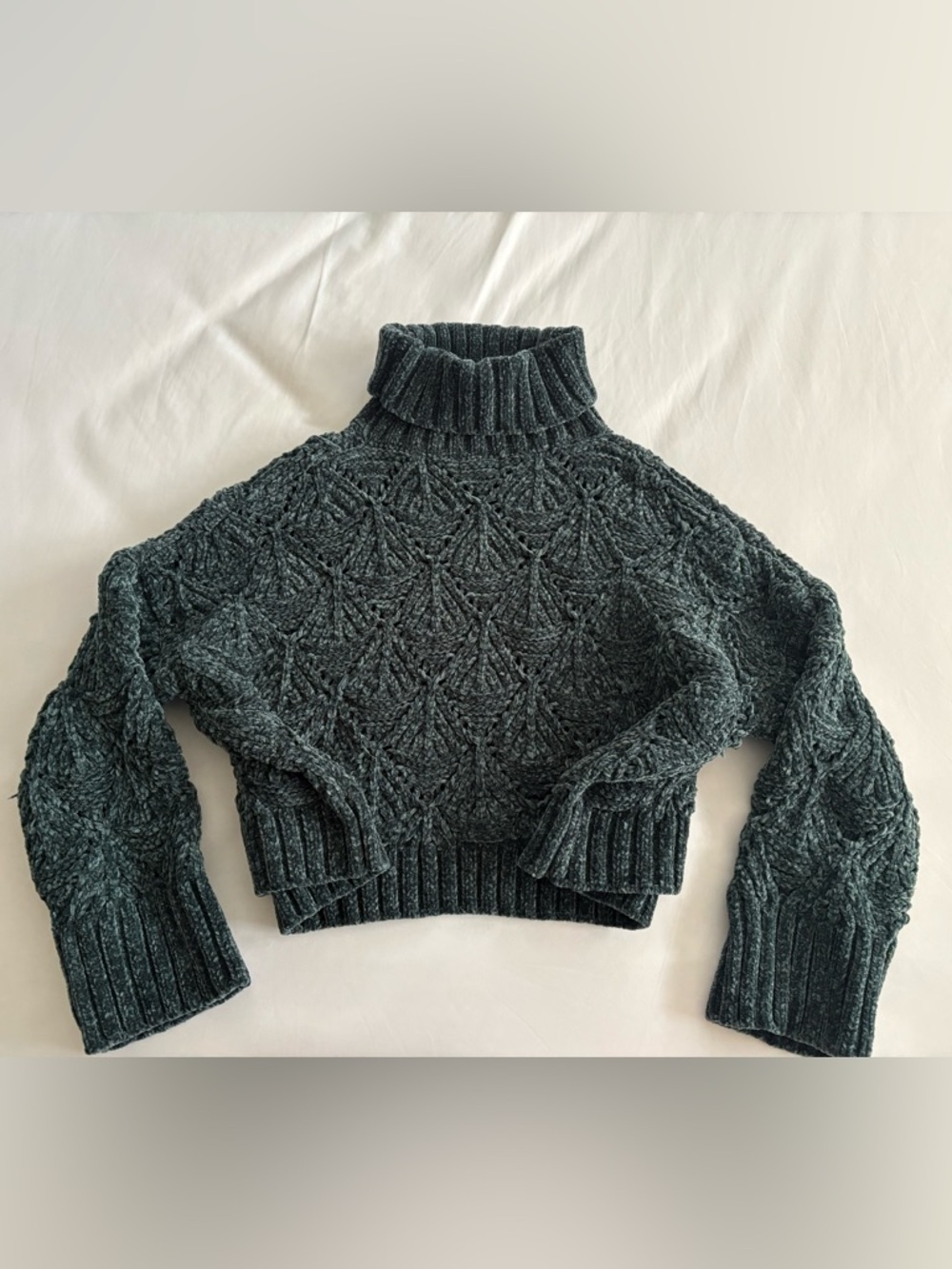 POL Chunky Cable-Knit Turtleneck Sweater - Dark Teal